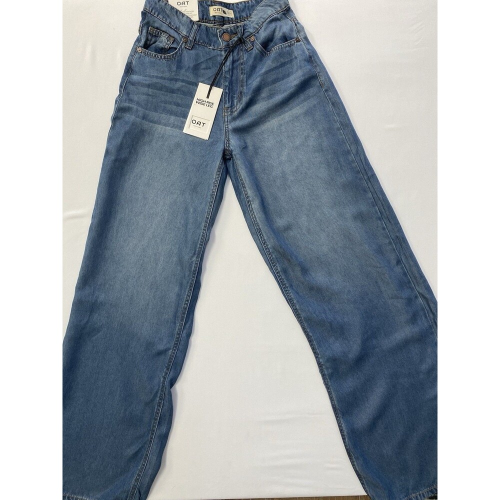 NWT OAT New York High Rise Wide Leg Jeans Blue 100% Lyocell Size 0 / 25 Soft